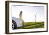 Scenery, Woman, Car, Wind Turbines, Wind Power Station-Axel Schmies-Framed Photographic Print