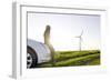 Scenery, Woman, Car, Wind Turbines, Wind Power Station-Axel Schmies-Framed Photographic Print