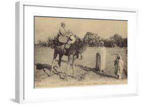 Scenes and Types - Young Girls with a Camel-null-Framed Photographic Print