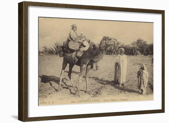 Scenes and Types - Young Girls with a Camel-null-Framed Photographic Print