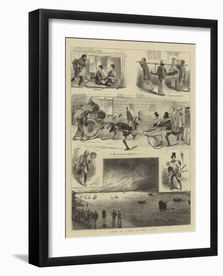 Scenes at a Fire at Tokio, Japan-null-Framed Giclee Print