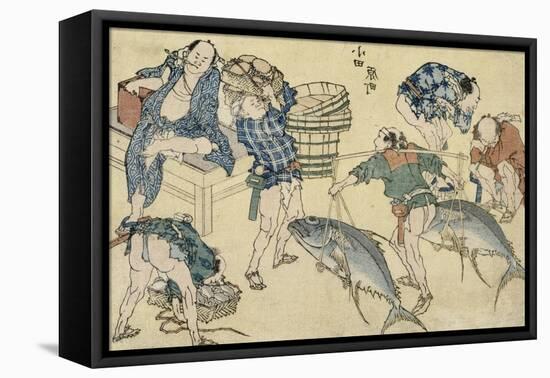 Scènes de rue nouvellement publiées-Katsushika Hokusai-Framed Stretched Canvas