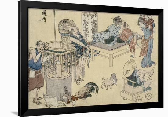 Scènes de rue nouvellement publiées-Katsushika Hokusai-Framed Giclee Print