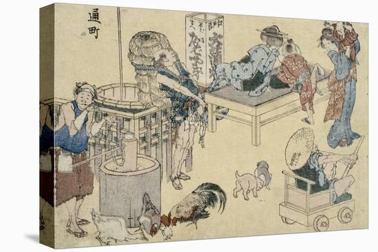 Scènes de rue nouvellement publiées-Katsushika Hokusai-Stretched Canvas