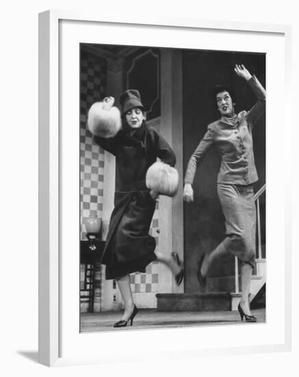 Scenes from Stage Play "Auntie Mame" Starring Rosalind Russell and Polly Rowles-Howard Sochurek-Framed Premium Photographic Print