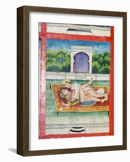 Scenes from the Kama Sutra from Cupboard in the Juna Mahal Fort, Dungarpur, Rajasthan State, India-R H Productions-Framed Photographic Print