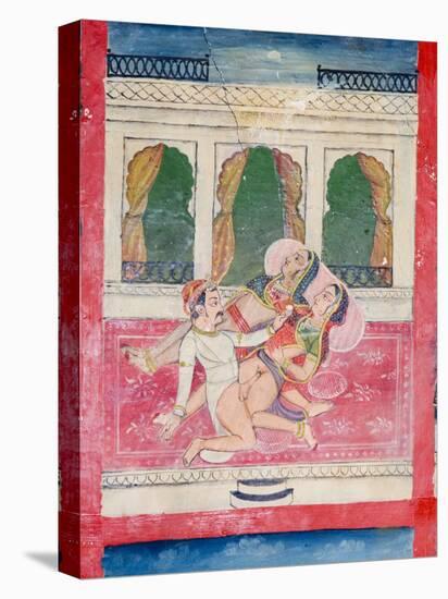 Scenes from the Kama Sutra from Cupboard in the Juna Mahal Fort, Dungarpur, Rajasthan State, India-R H Productions-Stretched Canvas