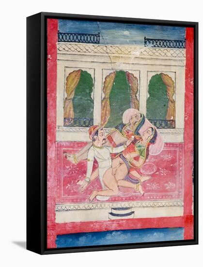 Scenes from the Kama Sutra from Cupboard in the Juna Mahal Fort, Dungarpur, Rajasthan State, India-R H Productions-Framed Stretched Canvas