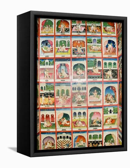 Scenes from the Kama Sutra in a Cupboard in the Juna Mahal Fort, Dungarpur, Rajasthan State, India-R H Productions-Framed Stretched Canvas