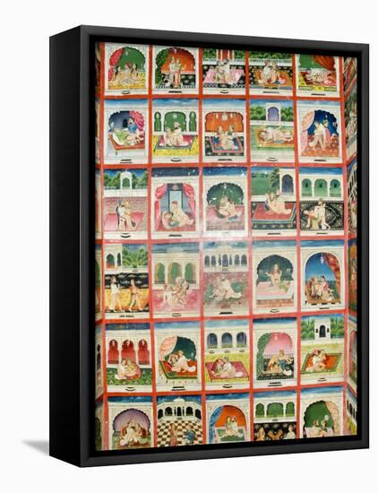 Scenes from the Kama Sutra in a Cupboard in the Juna Mahal Fort, Dungarpur, Rajasthan State, India-R H Productions-Framed Stretched Canvas