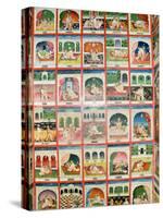 Scenes from the Kama Sutra in a Cupboard in the Juna Mahal Fort, Dungarpur, Rajasthan State, India-R H Productions-Stretched Canvas