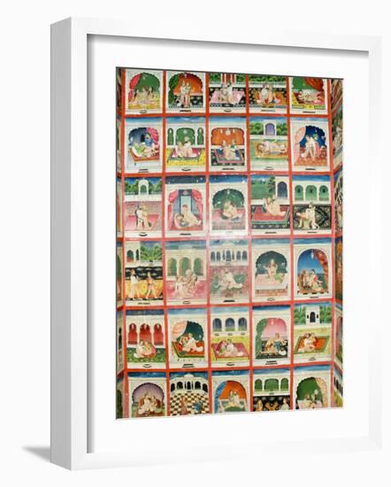 Scenes from the Kama Sutra in a Cupboard in the Juna Mahal Fort, Dungarpur, Rajasthan State, India-R H Productions-Framed Photographic Print