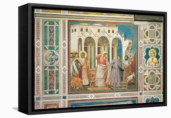 Scenes From the Life of Christ Expulsion of the Money Changers From the Temple-Giotto di Bondone-Framed Stretched Canvas