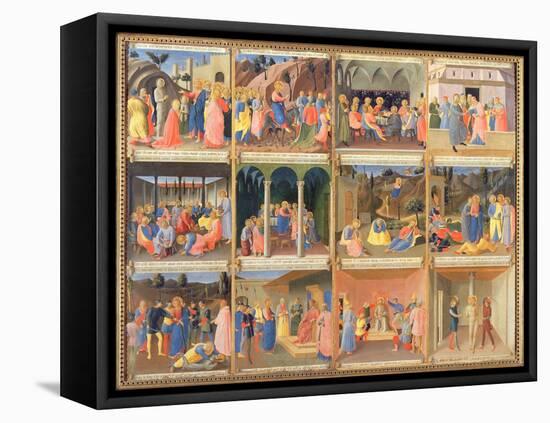 Scenes from the Life of Christ, Panel Three from the Silver Treasury of Santissima Annunziata-Fra Angelico-Framed Stretched Canvas