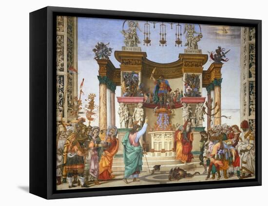 Scenes from the Life of Saint Philip: the Saint Driving the Dragon from the Temple-Filippino Lippi-Framed Stretched Canvas