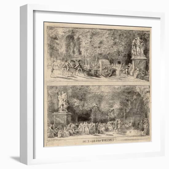 Scenes from the Tuileries: the Chairs and the Water Cart, 1760, Retouched 1763-Gabriel De Saint-aubin-Framed Giclee Print