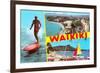 Scenes of Waikiki, Hawaii-null-Framed Premium Giclee Print