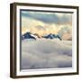 Scenic Alpine Landscape with Mountain Ranges. Natural Mountain Background. Vintage Stylization-Evgeny Bakharev-Framed Photographic Print