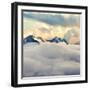 Scenic Alpine Landscape with Mountain Ranges. Natural Mountain Background. Vintage Stylization-Evgeny Bakharev-Framed Photographic Print