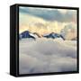 Scenic Alpine Landscape with Mountain Ranges. Natural Mountain Background. Vintage Stylization-Evgeny Bakharev-Framed Stretched Canvas