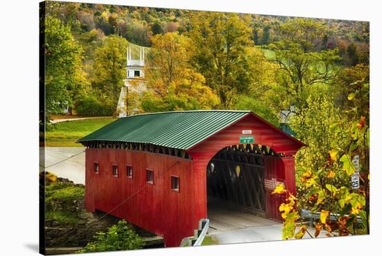 Scenic Covered Bridg, Arlington, Vermont-George Oze-Stretched Canvas