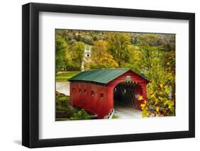 Scenic Covered Bridg, Arlington, Vermont-George Oze-Framed Photographic Print