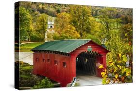 Scenic Covered Bridg, Arlington, Vermont-George Oze-Stretched Canvas