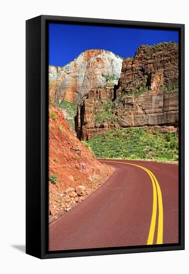 Scenic Drive - Zion National Park - Utah - United States-Philippe Hugonnard-Framed Stretched Canvas