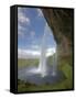 Scenic from Behind the Seljalandsfoss Waterfall, Selfoss, Iceland-Josh Anon-Framed Stretched Canvas