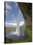Scenic from Behind the Seljalandsfoss Waterfall, Selfoss, Iceland-Josh Anon-Stretched Canvas