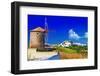 Scenic Greece . Patmos Island. View of Chora and Windmills-Maugli-l-Framed Photographic Print