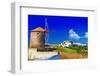 Scenic Greece . Patmos Island. View of Chora and Windmills-Maugli-l-Framed Photographic Print