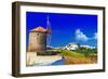 Scenic Greece . Patmos Island. View of Chora and Windmills-Maugli-l-Framed Photographic Print