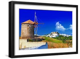 Scenic Greece . Patmos Island. View of Chora and Windmills-Maugli-l-Framed Photographic Print