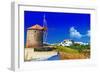 Scenic Greece . Patmos Island. View of Chora and Windmills-Maugli-l-Framed Photographic Print