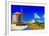 Scenic Greece . Patmos Island. View of Chora and Windmills-Maugli-l-Framed Photographic Print