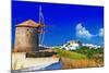 Scenic Greece . Patmos Island. View of Chora and Windmills-Maugli-l-Mounted Photographic Print