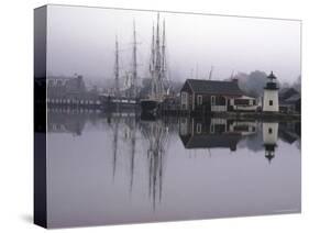 Scenic Harbor View with Masted Ships and Buildings Reflected in Placid Waters at Mystic Seaport-Alfred Eisenstaedt-Stretched Canvas