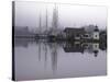 Scenic Harbor View with Masted Ships and Buildings Reflected in Placid Waters at Mystic Seaport-Alfred Eisenstaedt-Stretched Canvas