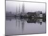 Scenic Harbor View with Masted Ships and Buildings Reflected in Placid Waters at Mystic Seaport-Alfred Eisenstaedt-Mounted Photographic Print