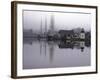 Scenic Harbor View with Masted Ships and Buildings Reflected in Placid Waters at Mystic Seaport-Alfred Eisenstaedt-Framed Photographic Print