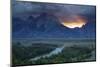 Scenic Landscape Image of Sunset at Snake River Overlook in Grand Teton National Park, Wyoming-Adam Barker-Mounted Photographic Print