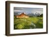 Scenic Landscape Image of the Moulton Barn with Storm Clouds, Grand Teton National Park, Wyoming-Adam Barker-Framed Photographic Print