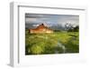 Scenic Landscape Image of the Moulton Barn with Storm Clouds, Grand Teton National Park, Wyoming-Adam Barker-Framed Photographic Print