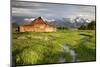 Scenic Landscape Image of the Moulton Barn with Storm Clouds, Grand Teton National Park, Wyoming-Adam Barker-Mounted Photographic Print