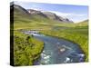 Scenic Landscape of River and Mountains in Svarfadardalur Valley in Northern Iceland-Joan Loeken-Stretched Canvas
