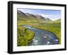 Scenic Landscape of River and Mountains in Svarfadardalur Valley in Northern Iceland-Joan Loeken-Framed Photographic Print