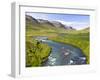 Scenic Landscape of River and Mountains in Svarfadardalur Valley in Northern Iceland-Joan Loeken-Framed Photographic Print