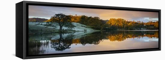 Scenic landscape reflecting in lake, Lake District, Cumbria, England, United Kingdom-Panoramic Images-Framed Stretched Canvas