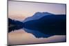 Scenic landscape with silhouettes of mountains and lake at sunset, Banff National Park, Rocky Mo...-Panoramic Images-Mounted Photographic Print